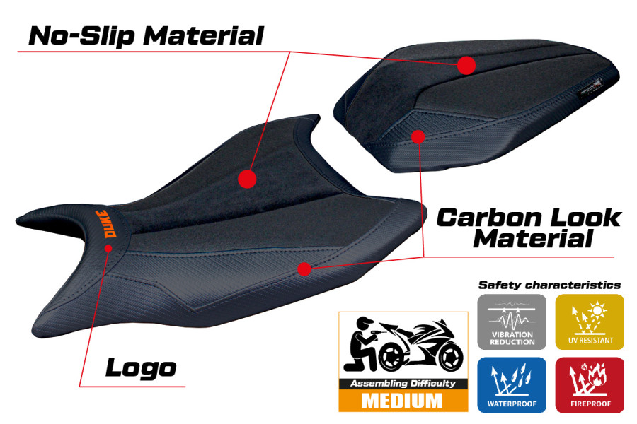 Rivestimento sella compatibile - KTM 990 Duke  2024-2026 - mod Cannes Ultragrip
