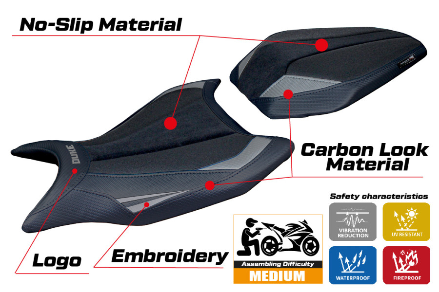 Rivestimento sella compatibile - KTM 990 Duke  2024-2026 - mod Cannes Ultragrip