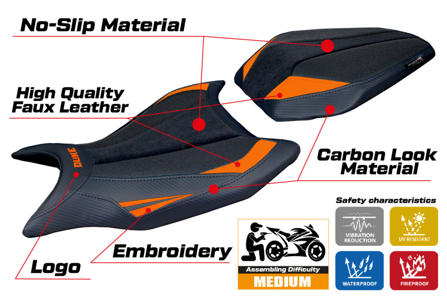 Rivestimento sella compatibile - KTM 990 Duke  2024-2026 - mod Cannes Ultragrip
