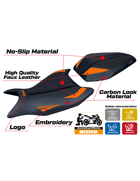 Sitzbezug kompatibel - KTM 990 Duke  2024-2025 - mod Cannes Ultragrip