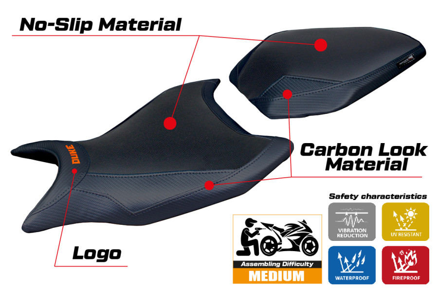 Rivestimento sella compatibile - KTM 990 Duke  2024-2026 - mod Cannes