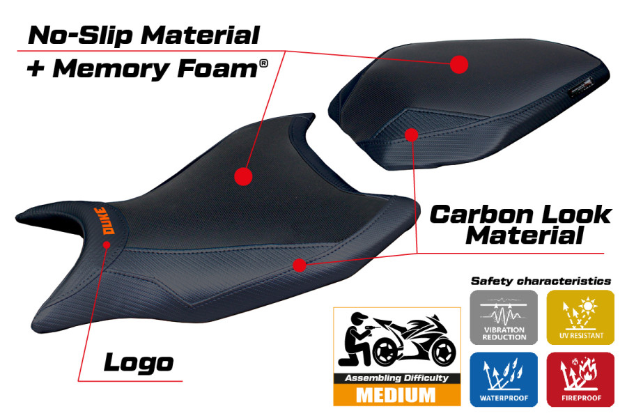 Sitzbezug kompatibel - KTM 990 Duke  2024-2026 - mod Cannes Comfort System