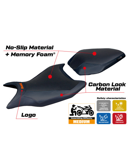 Funda de asiento compatible - KTM 990 Duke  2024-2025 - mod Cannes Comfort System