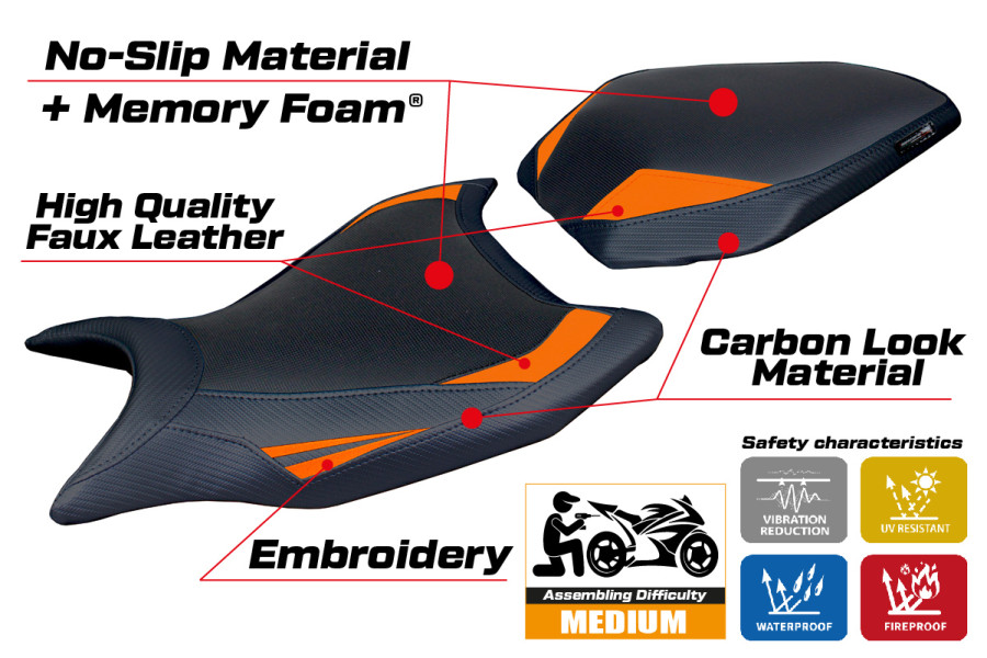 Housse de selle compatible - KTM 990 Duke  2024-2026 - mod Cannes Comfort System