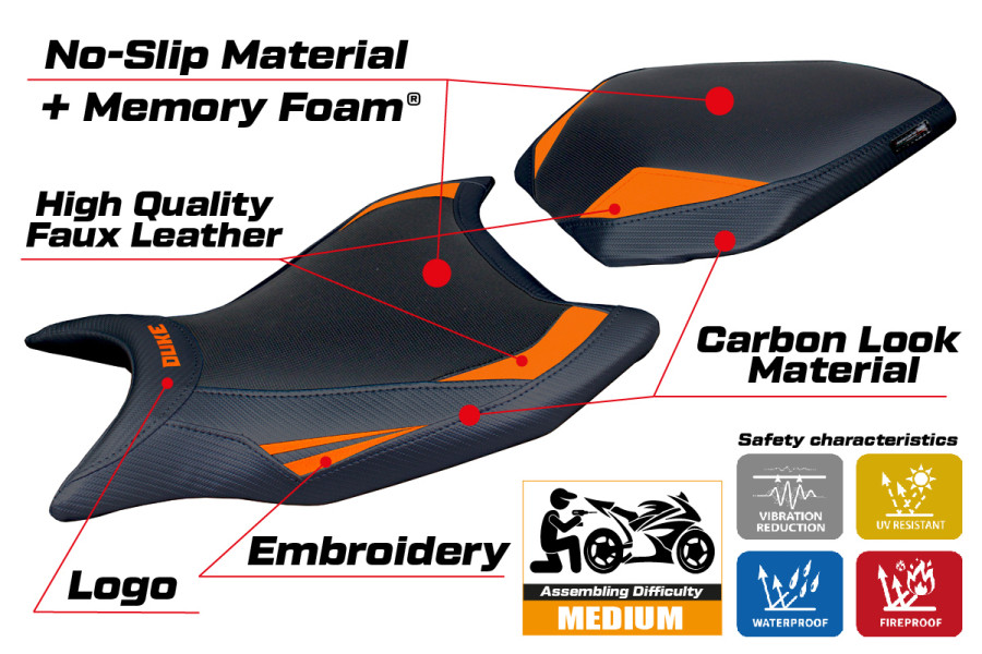Rivestimento sella compatibile - KTM 990 Duke  2024-2026 - mod Cannes Comfort System