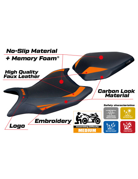 Housse de selle compatible - KTM 990 Duke  2024-2025 - mod Cannes Comfort System