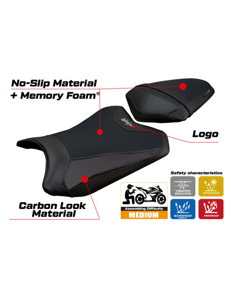 Sitzbezug kompatibel - Kawasaki Ninja 300 2013 - 2017 - mod Aliko Comfort System