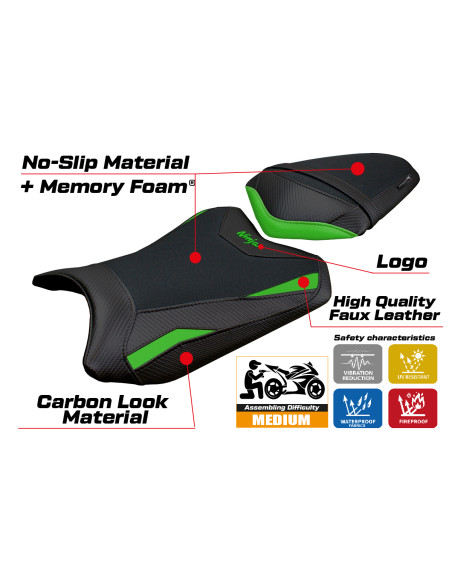 Funda de asiento compatible - Kawasaki Ninja 300 2013 - 2017 - mod Aliko Comfort System