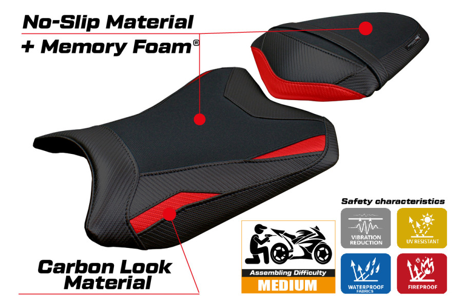 Rivestimento sella compatibile - Kawasaki Ninja 300 2013 - 2017 - mod Aliko Comfort System