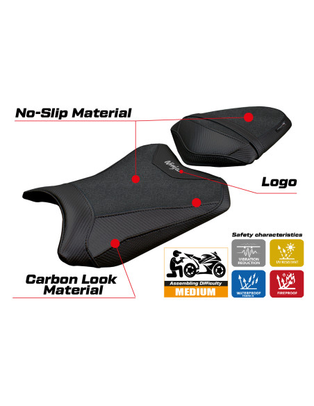 Housse de selle compatible - Kawasaki Ninja 300 2013 - 2017 - mod Aliko Ultragrip