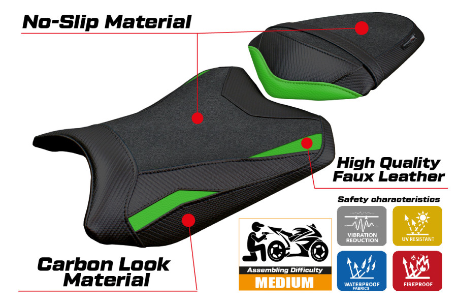 Sitzbezug kompatibel - Kawasaki Ninja 300 2013 - 2017 - mod Aliko Ultragrip