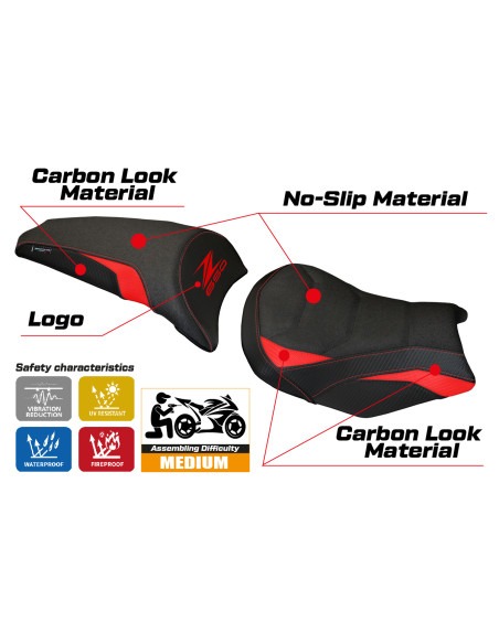 Housse de selle compatible - Kawasaki Z 650 2017-2025 - mod Scopeti 1 Ultragrip