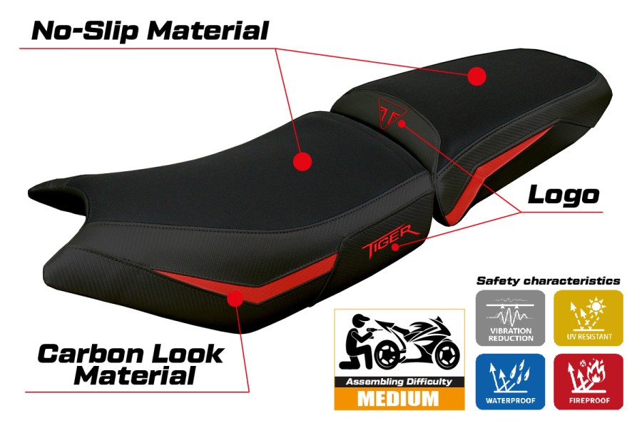 Funda de asiento compatible - Triumph Tiger 900  2024-2026 - mod Hatten