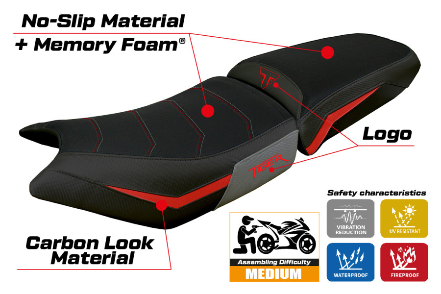 Funda de asiento compatible - Triumph Tiger 900  2024-2026 - mod Hatten Comfort System