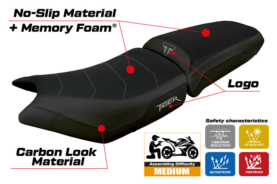 Rivestimento sella compatibile - Triumph Tiger 900  2024-2026 - mod Hatten Comfort System