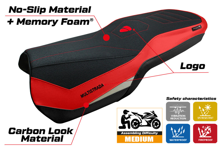 Funda de asiento compatible - Ducati Multistrada V4 2021-2026 - mod Lula ulragrip Comfort System