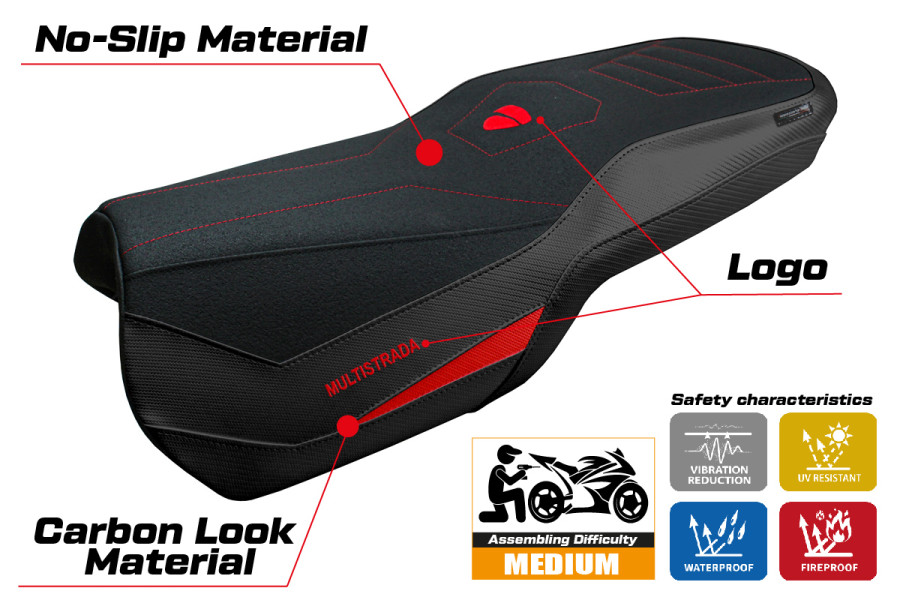 Seat cover compatible - Ducati Multistrada V4 2021-2026 - mod Lula Ultragrip