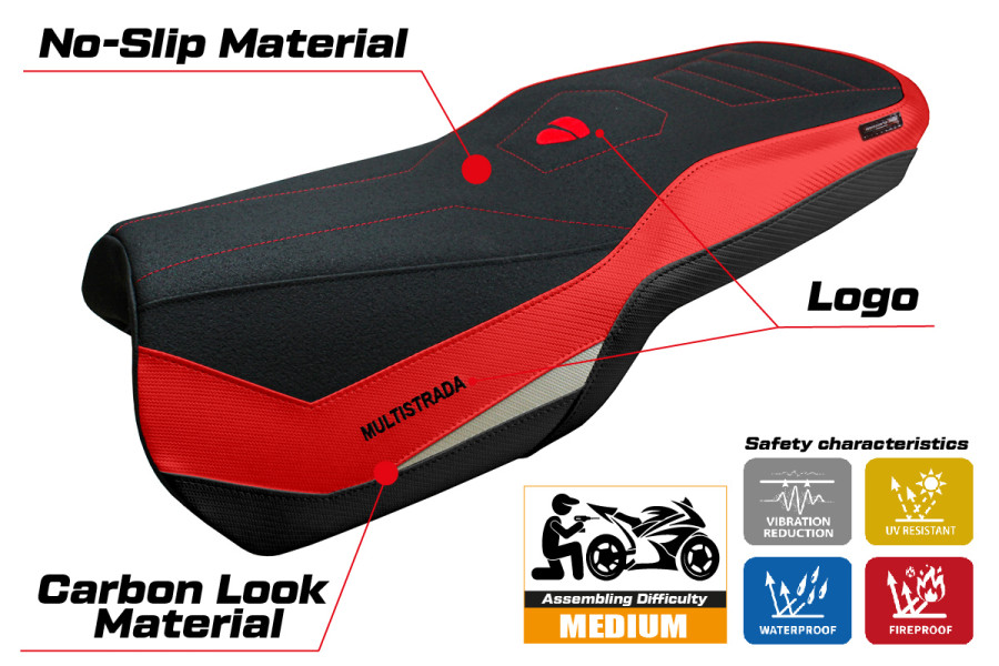 Rivestimento sella compatibile - Ducati Multistrada V4 2021-2026 - mod Lula Ultragrip