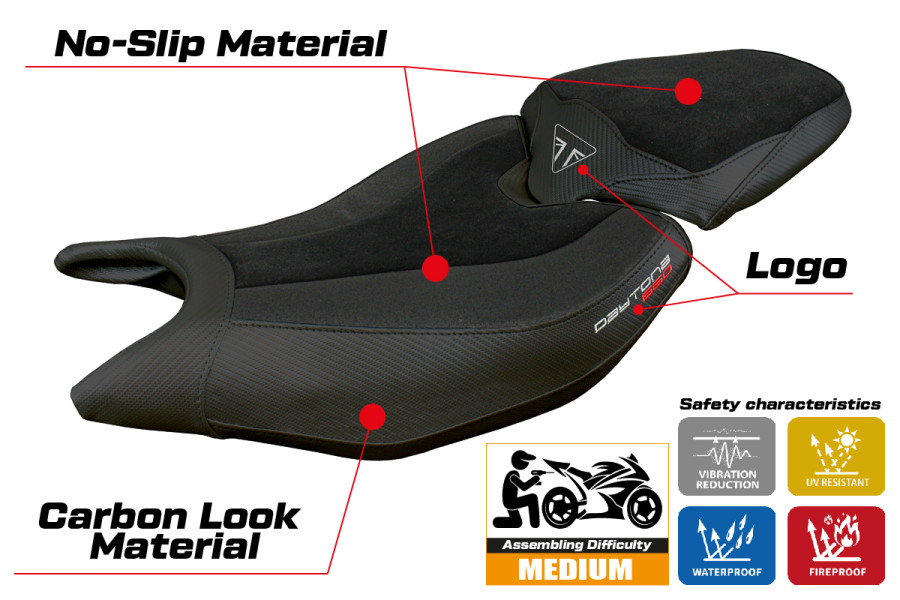 Seat cover compatible - Triumph Daytona 660 2024-2026 - mod Reims Velvet Ultragrip
