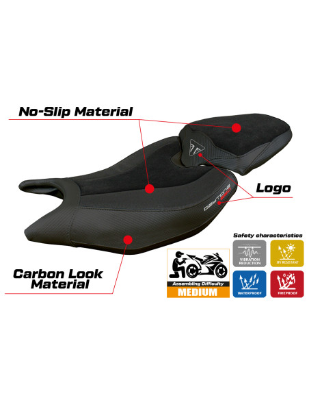 Seat cover compatible - Triumph Daytona 660 2024-2025 - mod Reims Velvet Ultragrip