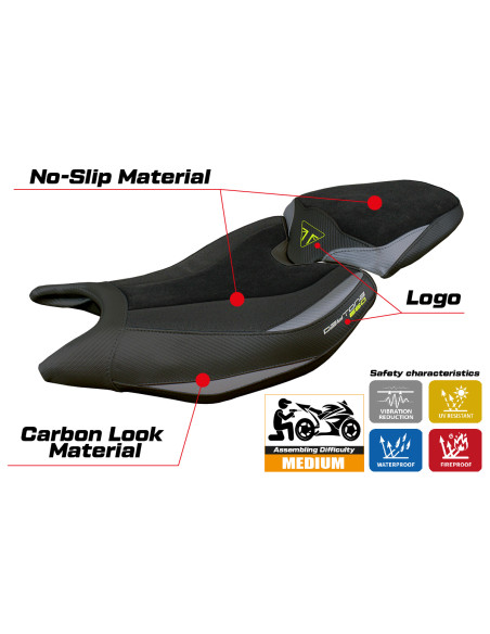 Funda de asiento compatible - Triumph Daytona 660 2024-2025 - mod Reims Velvet Ultragrip