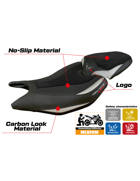 Funda de asiento compatible - Triumph Daytona 660 2024-2025 - mod Reims Velvet Ultragrip
