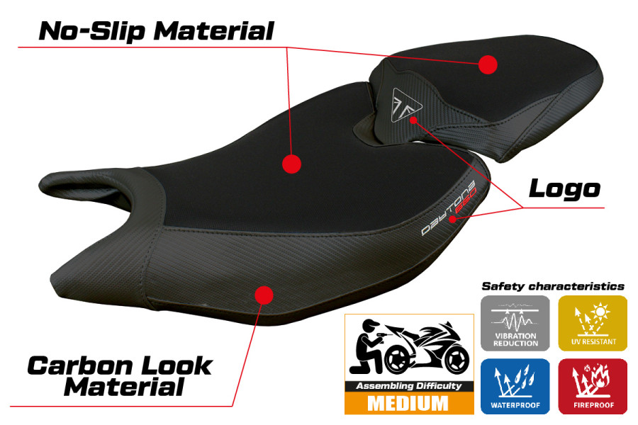 Housse de selle compatible - Triumph Daytona 660 2024-2026 - mod Reims