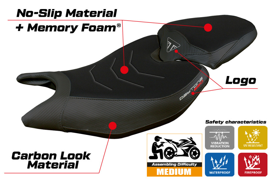 Funda de asiento compatible - Triumph Daytona 660 2024-2026 - mod Reims Comfort System