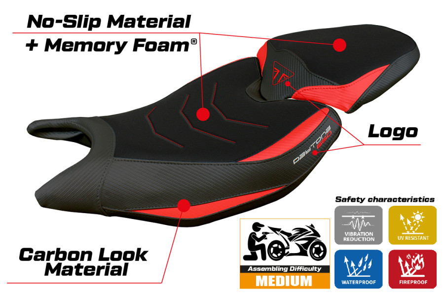 Housse de selle compatible - Triumph Daytona 660  2024-2026 - mod Reims Comfort System