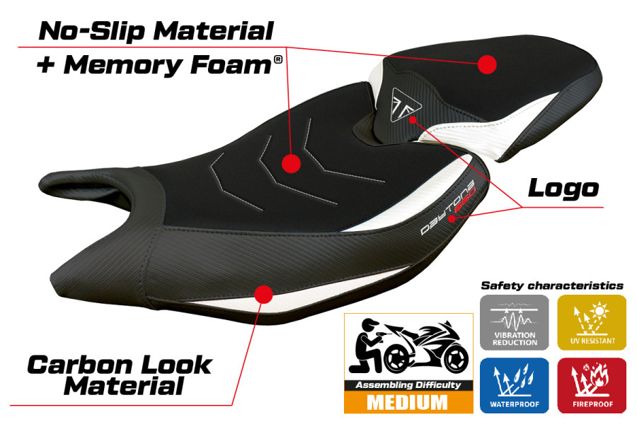 Funda de asiento compatible - Triumph Daytona 660 2024-2026 - mod Reims Comfort System