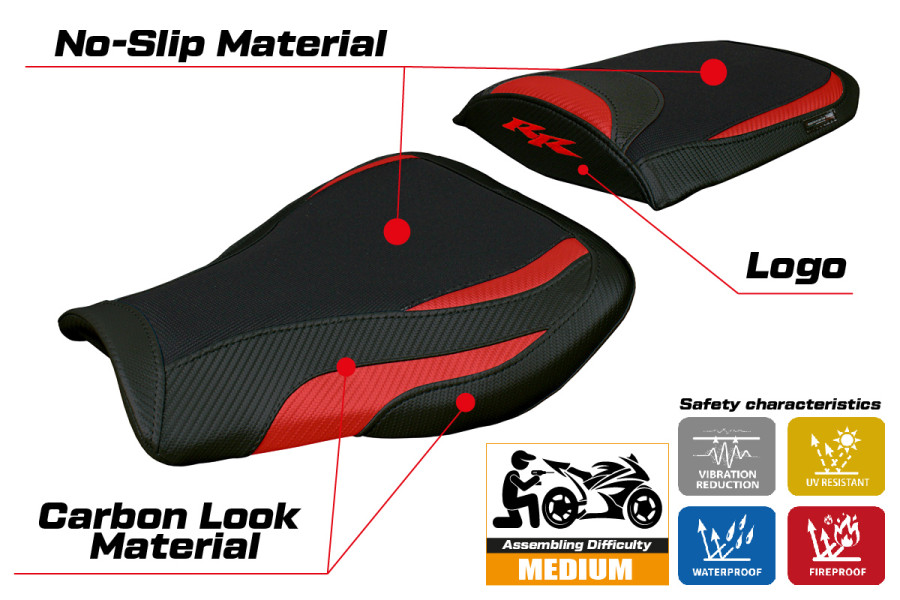 Funda de asiento compatible - Honda CBR 600 RR 2007-2026 - mod Huelva
