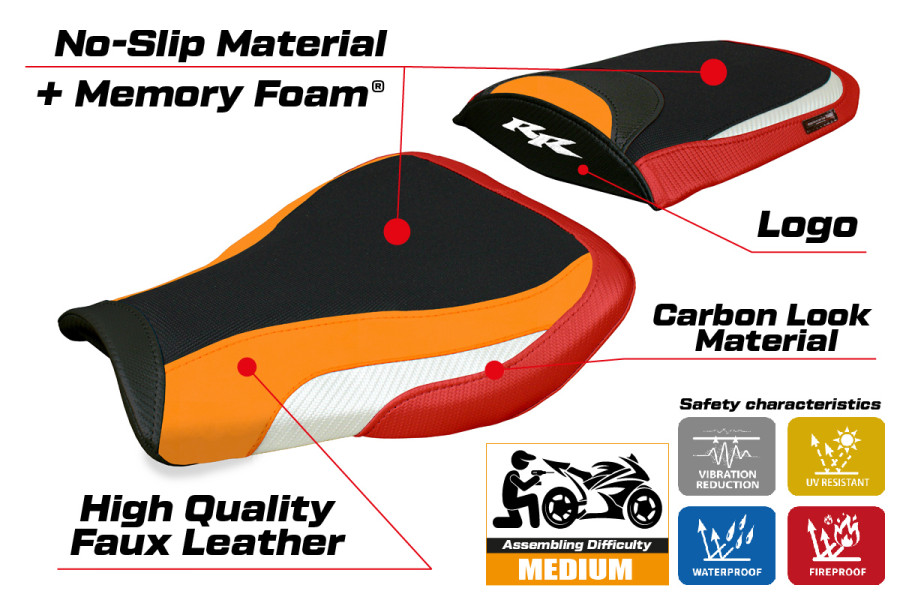 Funda de asiento compatible - Honda CBR 600 RR 2007-2026 - mod Huelva Comfort System