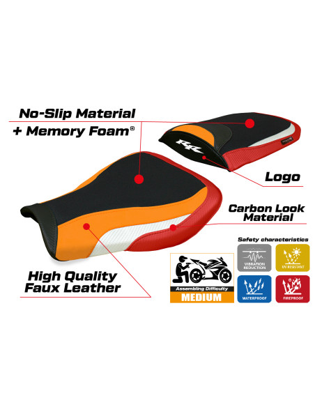 Housse de selle compatible - Honda CBR 600 RR 2007-2025 - mod Huelva Comfort System