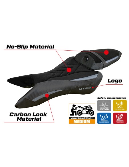 Housse de selle compatible - Yamaha MT-09  2024-2025 - mod Mus Velvet Ultragrip