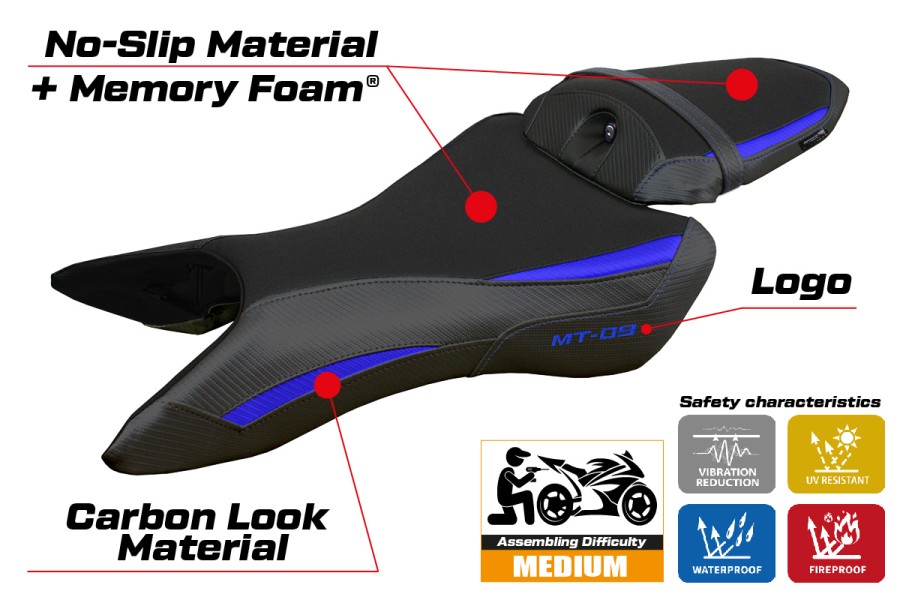 Rivestimento sella compatibile - Yamaha MT-09 2024-2026 - mod Mus Comfort System