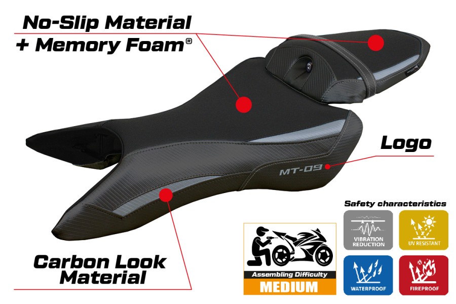 Housse de selle compatible - Yamaha MT-09  2024-2026 - mod Mus Comfort System