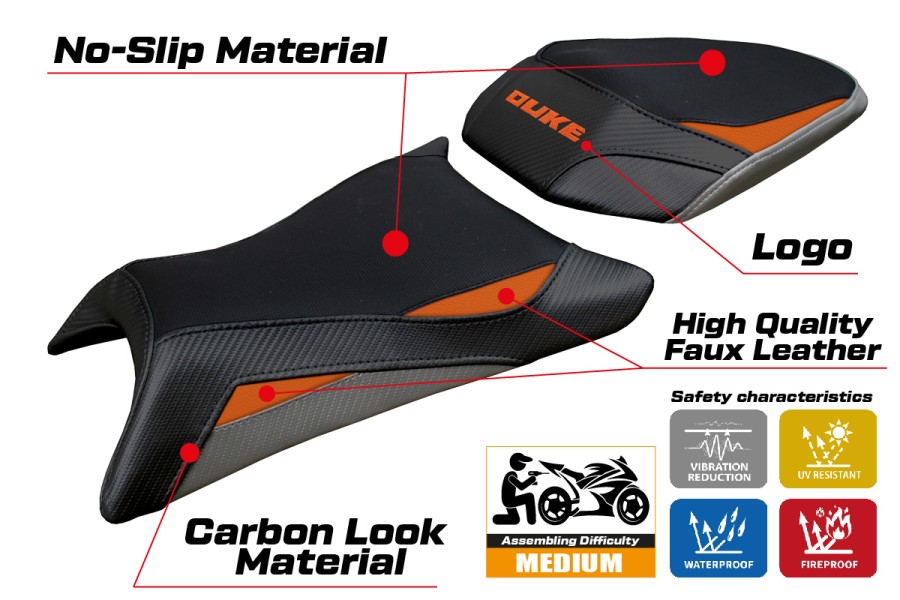 Funda de asiento compatible - KTM 390 Duke  2024-2026 - mod Mora