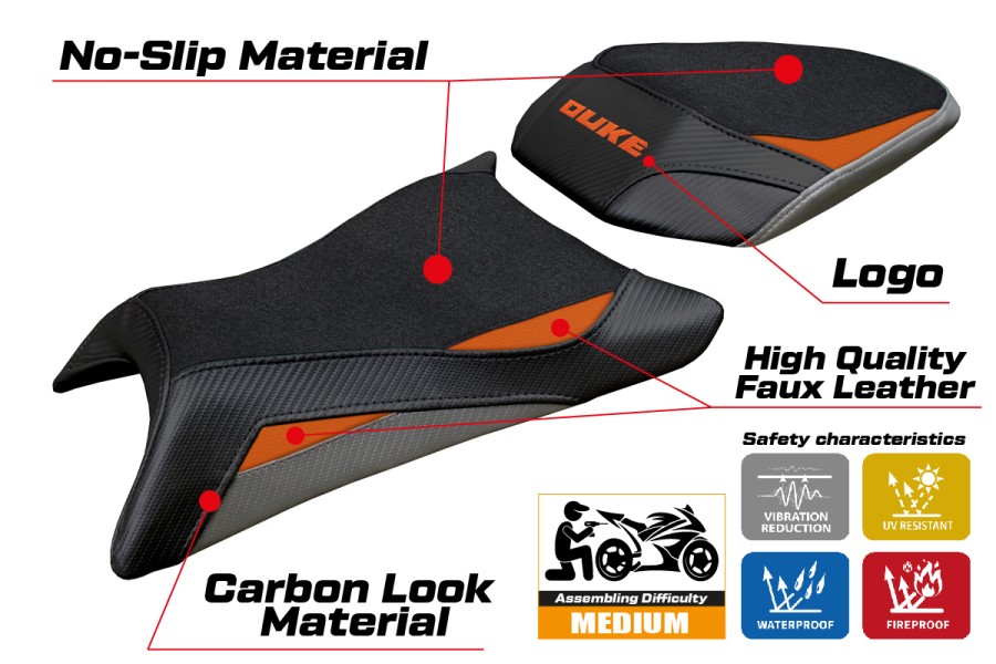 Sitzbezug kompatibel - KTM 390 Duke  2024-2026 - mod Mora Ultragrip
