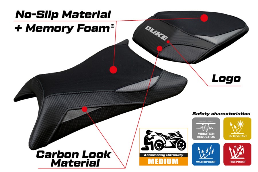 Rivestimento sella compatibile - KTM 390 Duke  2024-2026 - mod Mora Comfort System
