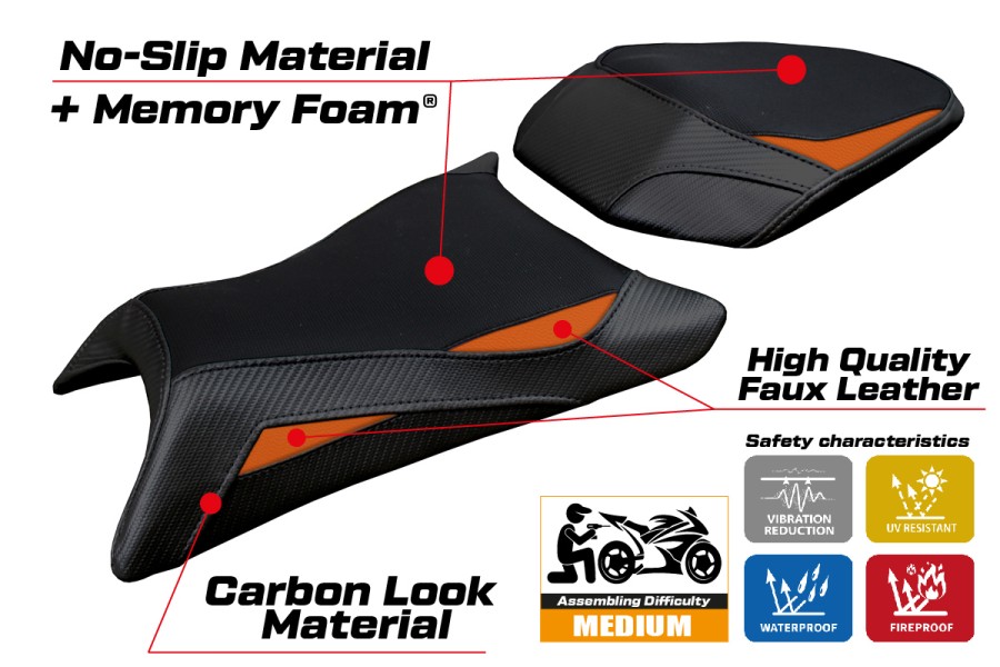 Rivestimento sella compatibile - KTM 390 Duke  2024-2026 - mod Mora Comfort System