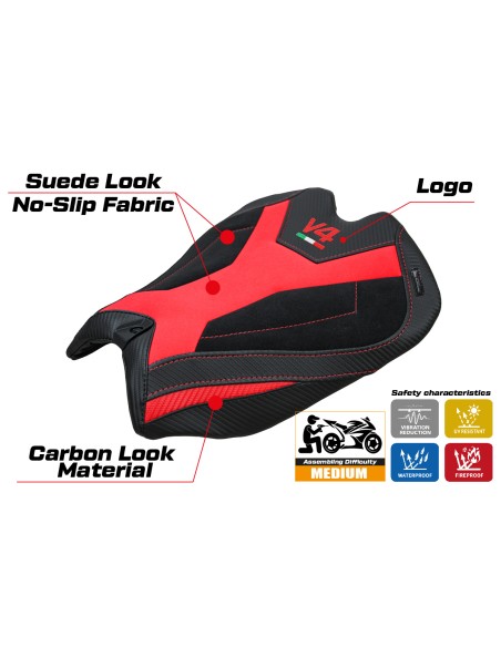 Housse de selle compatible - Ducati Panigale V4  2025 - mod Argenta Velvet