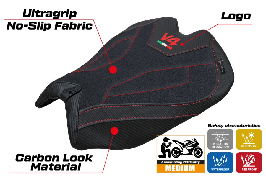 Seat cover compatible - Ducati Panigale V4 2025-2026 - mod Argenta Ultragrip