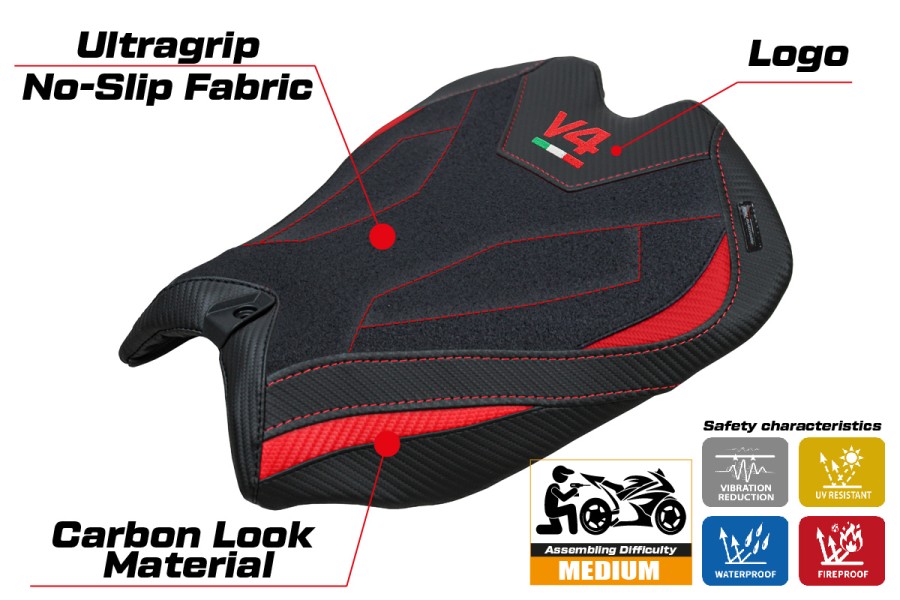 Housse de selle compatible - Ducati Panigale V4  2025-2026 - mod Argenta Ultragrip