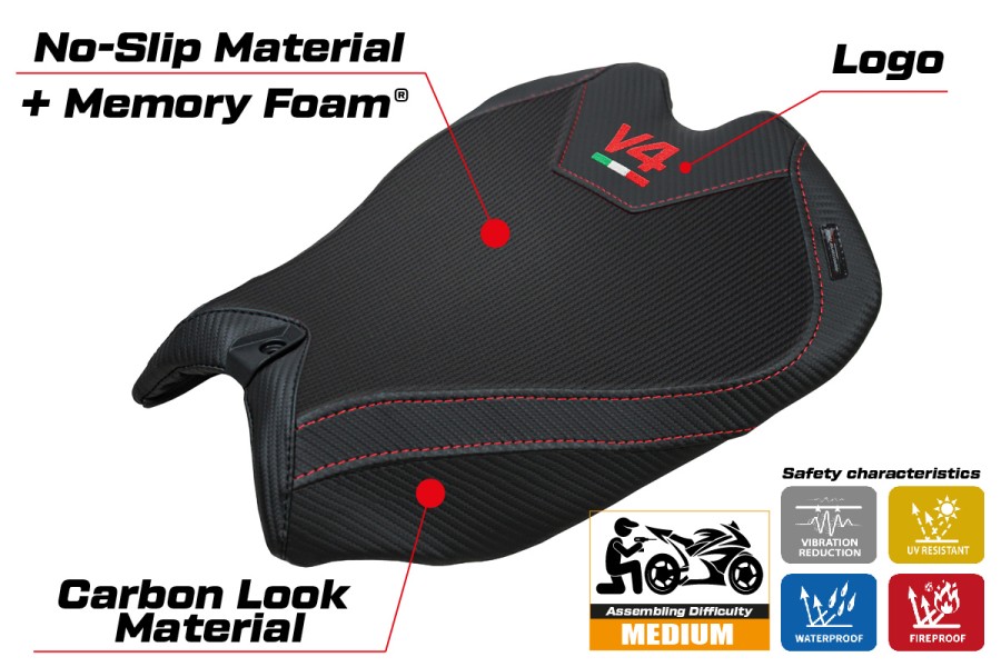 Funda de asiento compatible - Ducati Panigale V4  2025-2026 - mod Argenta Comfort System