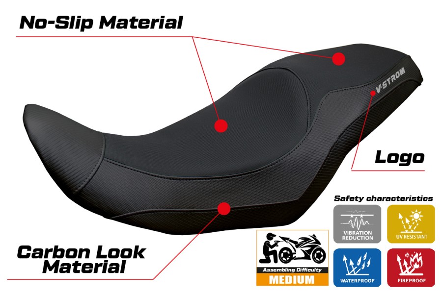 Funda de asiento compatible - Suzuki V-Strom 800 DE - SE 2023-2026 - mod Menik