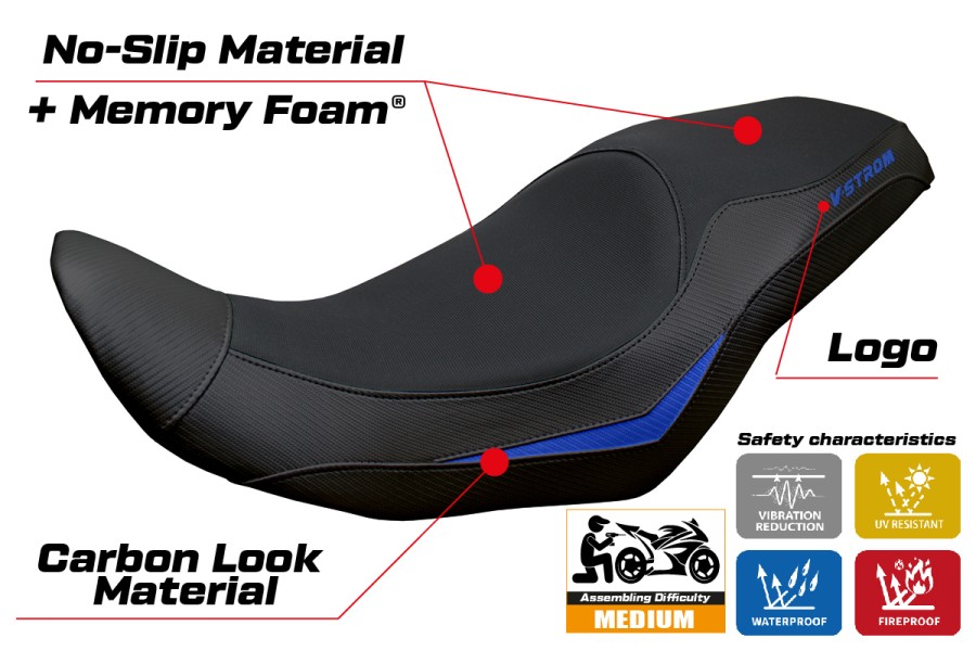 Funda de asiento compatible - Suzuki V-Strom 800 DE - SE 2023-2026 - mod Menik Comfort System