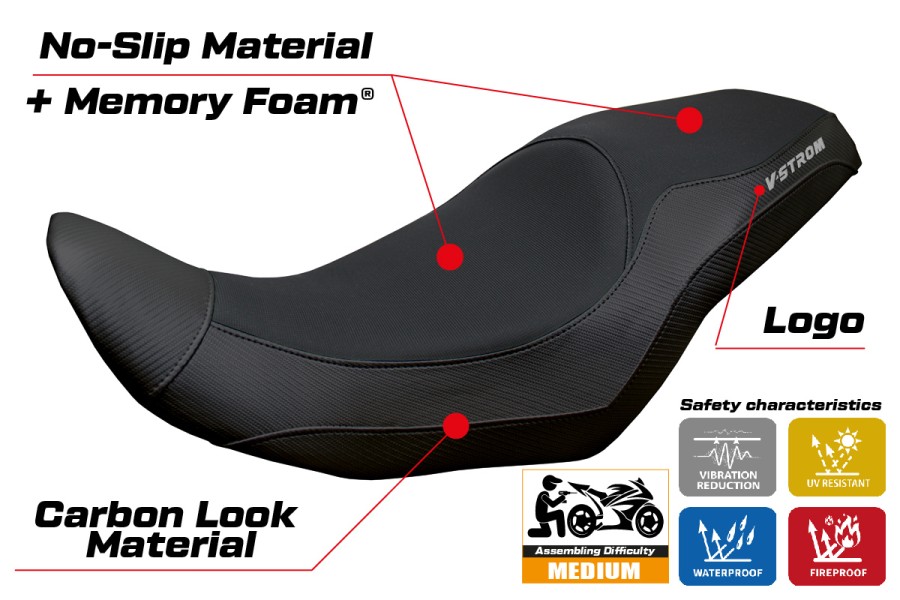 Sitzbezug kompatibel - Suzuki V-Strom 800 DE - SE 2023-2026 - mod Menik Comfort System