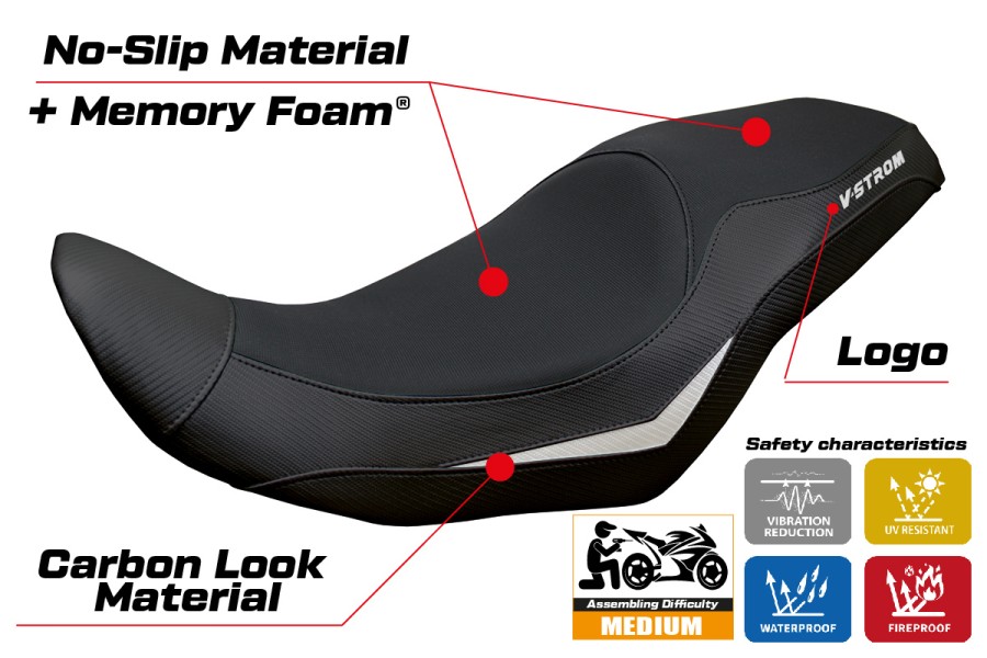 Housse de selle compatible - Suzuki V-Strom 800 DE - SE 2023-2026 - mod Menik Comfort System