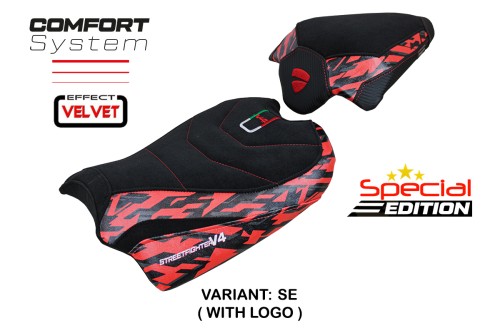 Rivestimento sella compatibile - Ducati Streetfighter V4 2020 - 2024 - mod Stripes Velvet Comfort System 2