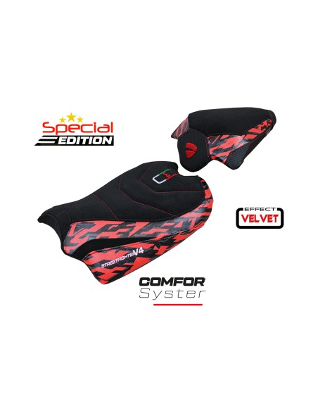 Seat cover compatible - Ducati Streetfighter V4 2020 - 2024 - mod Stripes Velvet Comfort System